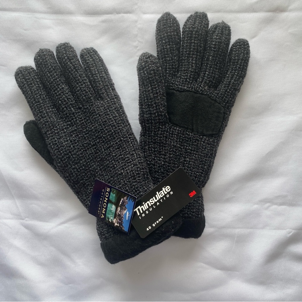 Sonoma Men Black Knit Gloves L/ XL